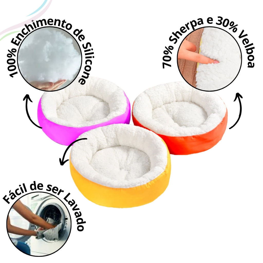 Caminha Pet Redonda Cachorro e Gato Cama Confortável Sherpa Inverno Pelo de Carneiro Pets
